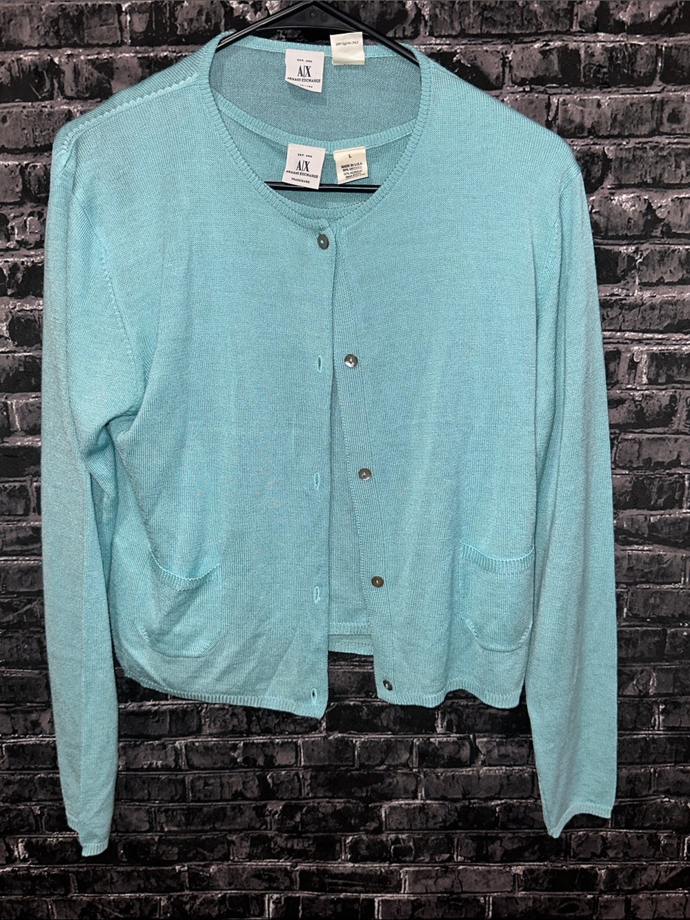 A/X Armani Exchange Aqua Crewneck Button Cardigan and Tank! 2 Piece Set!